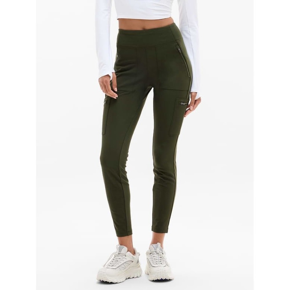 Athleta Headlands Hybrid Cargo Tights Green Black Hiking Pants Size 6 Leggings